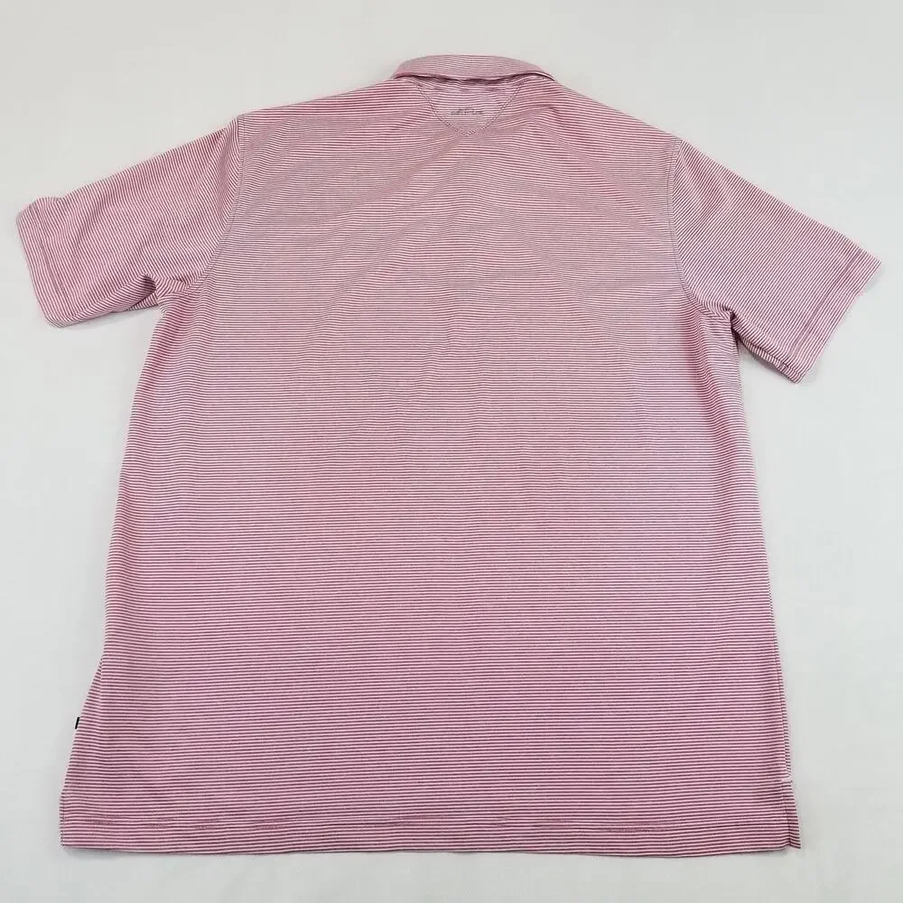 Adidas Polo Shirt Mens Large Pink Striped Whistling Straits Golf Shirt